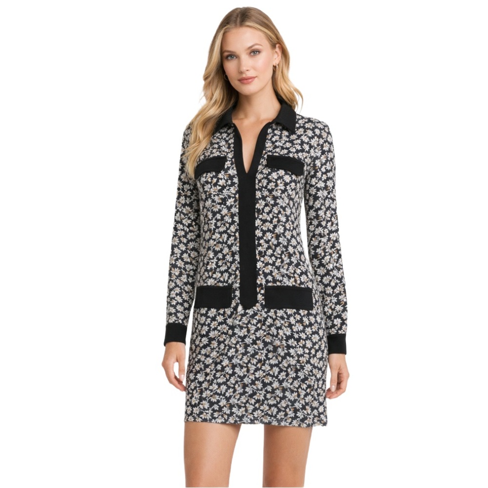 Diane von Furstenberg “Dilly” Daisy Print Silk Blend Long Sleeve Dress Size 4 🌼